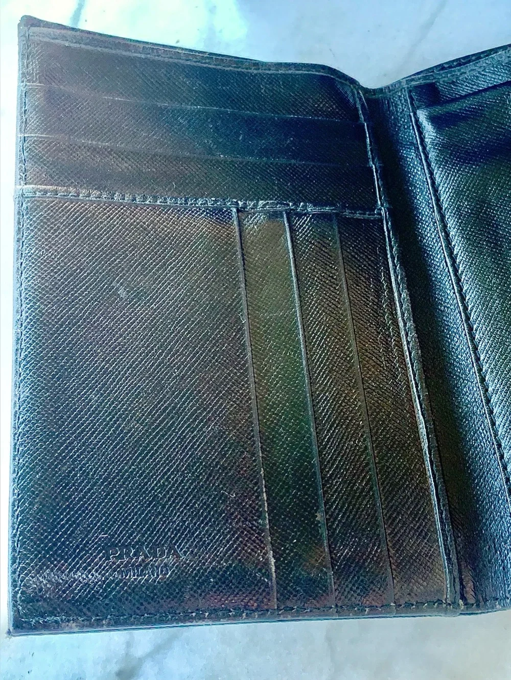PRADA M150 Black TESSUTO Nylon Logo TRI-FOLD Wallet VINTAGE 90’s